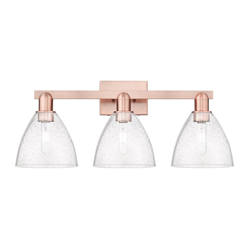 Innovations Bristol 27in 3-Light Bath Vanity | Industrial Antique Copper Steel and Seedy Glass | Bathroom Vanity | 26.5 x 8.25 x | Model 716-3W-AC-GBD-754