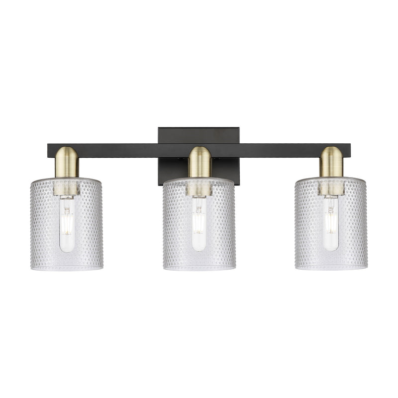 Innovations Cobbleskill 24in 3-Light Bath Vanity Light | Industrial Black Antique Brass and Clear Glass | Bathroom Vanity | 24 x | Model 716-3W-BAB-G112