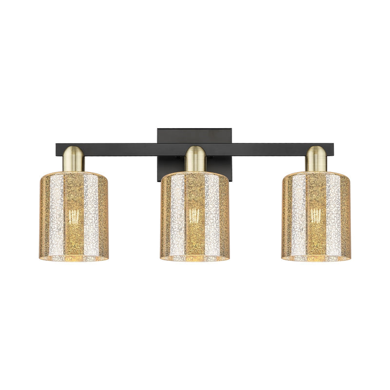 Innovations Cobbleskill 24in 3-Light Bath Vanity Light | Industrial Black Antique Brass and Mercury Glass | Bathroom Vanity | 24 x | Model 716-3W-BAB-G116