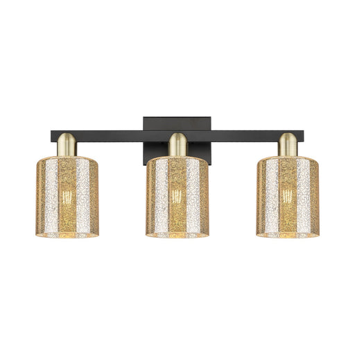 Innovations Cobbleskill 24in 3-Light Bath Vanity Light | Industrial Black Antique Brass and Mercury Glass | Bathroom Vanity | 24 x | Model 716-3W-BAB-G116