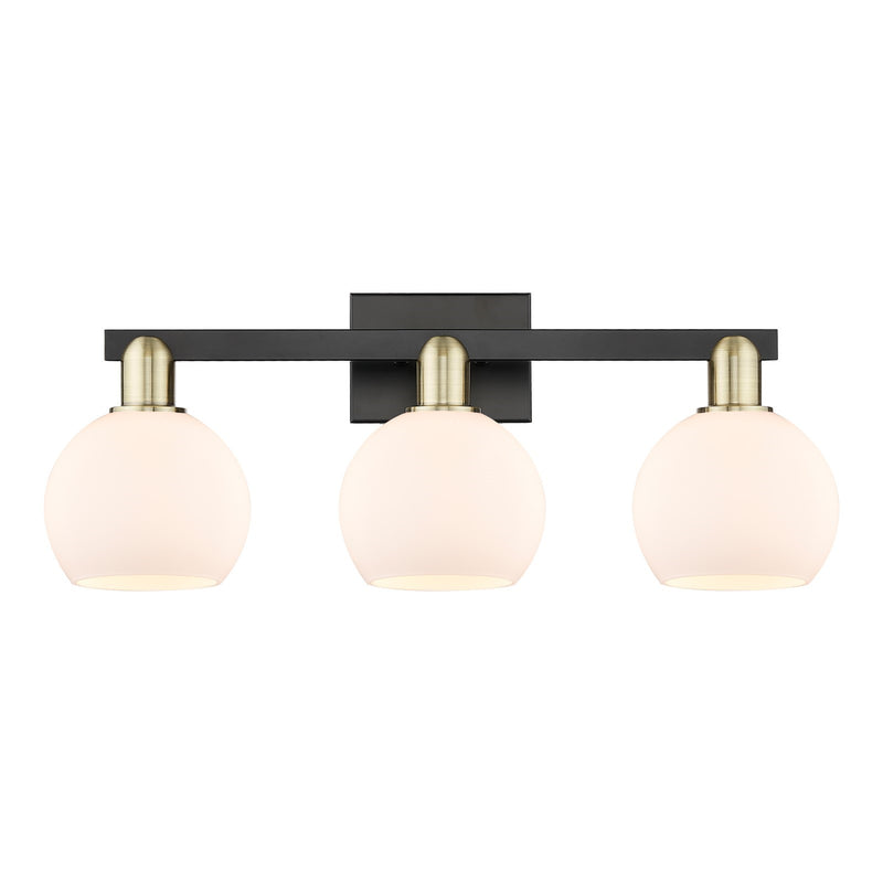 Innovations Athens 25in 3-Light Bath Vanity Light | Industrial Black Antique Brass and Matte White Glass | Bathroom Vanity | Model 716-3W-BAB-G121-6
