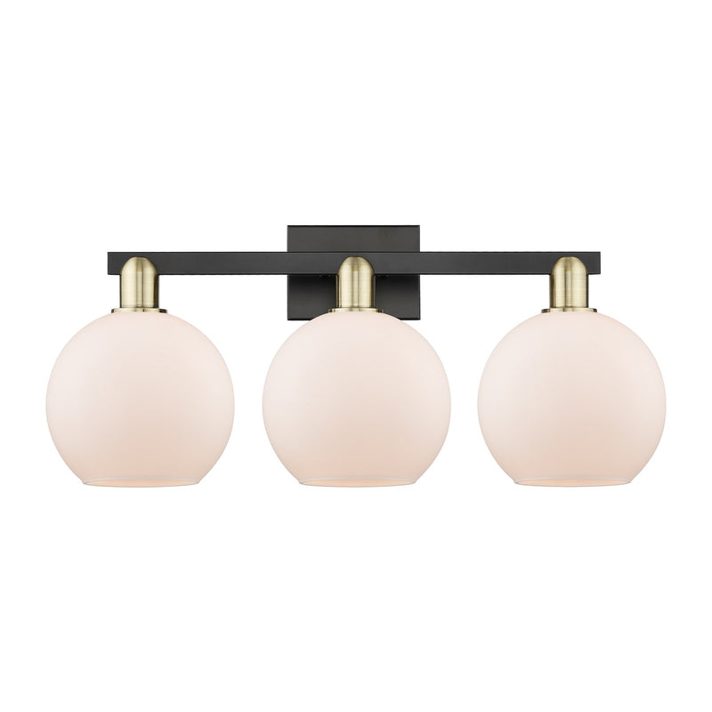 Innovations Athens 27in 3-Light Bath Vanity Light | Industrial Black Antique Brass and Matte White Glass | Bathroom Vanity | 27 | Model 716-3W-BAB-G121-8