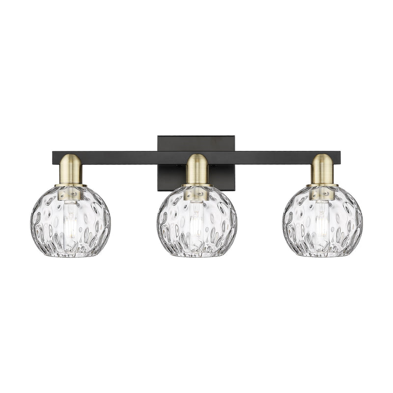 Innovations Athens Water Glass 25in 3-Light Bath Vanity Light | Industrial Black Antique Brass and Clear Glass | Bathroom | Model 716-3W-BAB-G1215-6