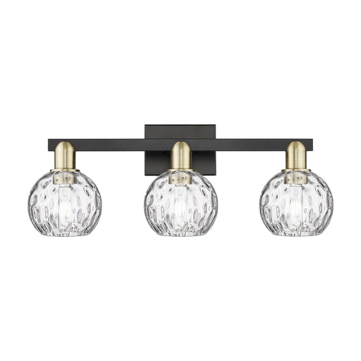 Innovations Athens Water Glass 25in 3-Light Bath Vanity Light | Industrial Black Antique Brass and Clear Glass | Bathroom | Model 716-3W-BAB-G1215-6