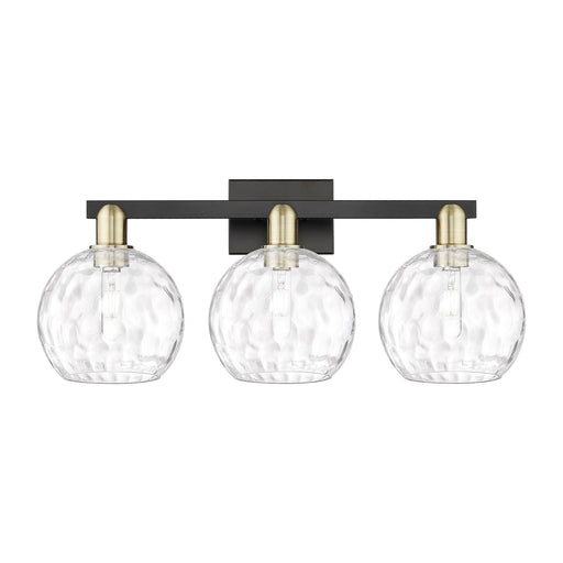 Innovations Athens Water Glass 27in 3-Light Bath Vanity Light | Industrial Black Antique Brass and Clear Glass | Bathroom | Model 716-3W-BAB-G1215-8
