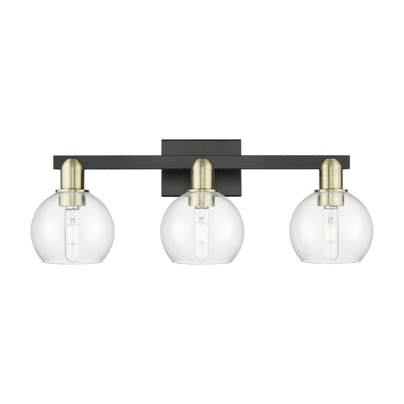 Innovations Athens 25in 3-Light Bath Vanity Light | Industrial Black Antique Brass and Clear Glass | Bathroom Vanity | 24.88 x | Model 716-3W-BAB-G122-6