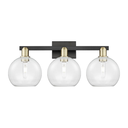 Innovations Athens 27in 3-Light Bath Vanity | Industrial Black Antique Brass Steel and Clear Glass | Bathroom Vanity Light | 27 | Model 716-3W-BAB-G122-8