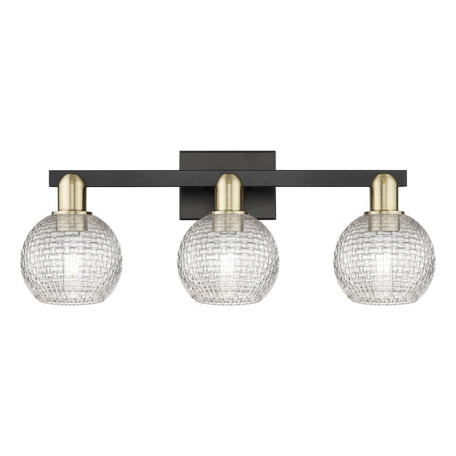 Innovations Athens 25in 3-Light Bath Vanity Light | Industrial Black Antique Brass and Clear Basket Weave Glass | Bathroom | Model 716-3W-BAB-G122C-6CL