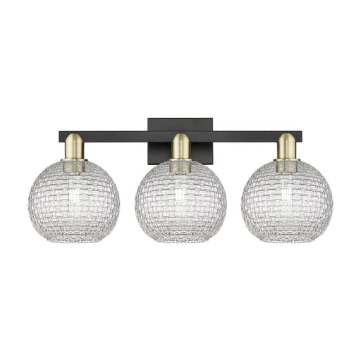 Innovations Athens 27in 3-Light Bath Vanity Light | Industrial Black Antique Brass and Clear Basket Weave Glass | Bathroom | Model 716-3W-BAB-G122C-8CL