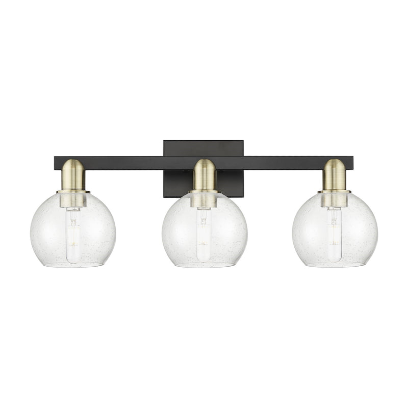 Innovations Athens 25in 3-Light Bath Vanity Light | Industrial Black Antique Brass and Seedy Glass | Bathroom Vanity | 24.88 x | Model 716-3W-BAB-G124-6