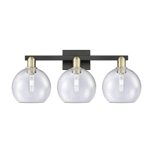 Innovations Athens 27in 3-Light Bath Vanity | Industrial Black Antique Brass Steel and Seedy Glass | Bathroom Vanity Light | 27 | Model 716-3W-BAB-G124-8