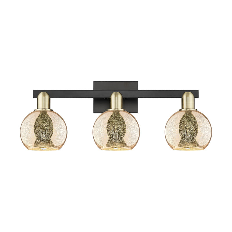 Innovations Athens 24in 3-Light Bath Vanity Light | Industrial Black Antique Brass and Mercury Glass | Bathroom Vanity | 23.88 x | Model 716-3W-BAB-G128-6