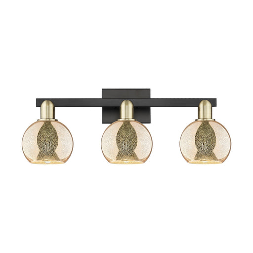 Innovations Athens 24in 3-Light Bath Vanity Light | Industrial Black Antique Brass and Mercury Glass | Bathroom Vanity | 23.88 x | Model 716-3W-BAB-G128-6