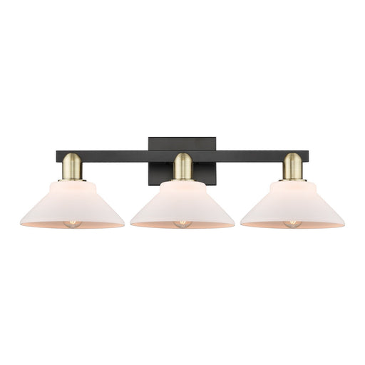 Innovations Orwell 27in 3-Light Bath Vanity Light | Industrial Black Antique Brass and Matte White Glass | Bathroom Vanity | 27.38 | Model 716-3W-BAB-G131