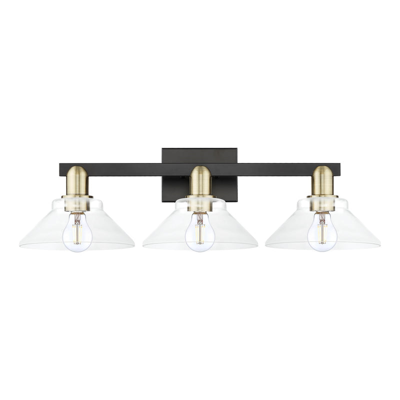 Innovations Orwell 27in 3-Light Bath Vanity | Industrial Black Antique Brass and Clear Glass | Bathroom Vanity Light | 27.38 x | Model 716-3W-BAB-G132