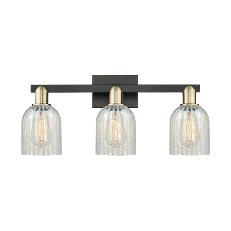 Innovations Caledonia 24in 3-Light Bath Vanity | Industrial Black Antique Brass and Mouchette Glass | Bathroom Vanity Light | 24 | Model 716-3W-BAB-G2511
