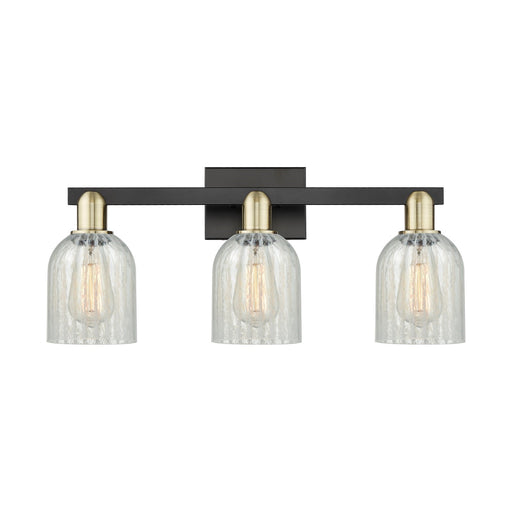 Innovations Caledonia 24in 3-Light Bath Vanity | Industrial Black Antique Brass and Mouchette Glass | Bathroom Vanity Light | 24 | Model 716-3W-BAB-G2511