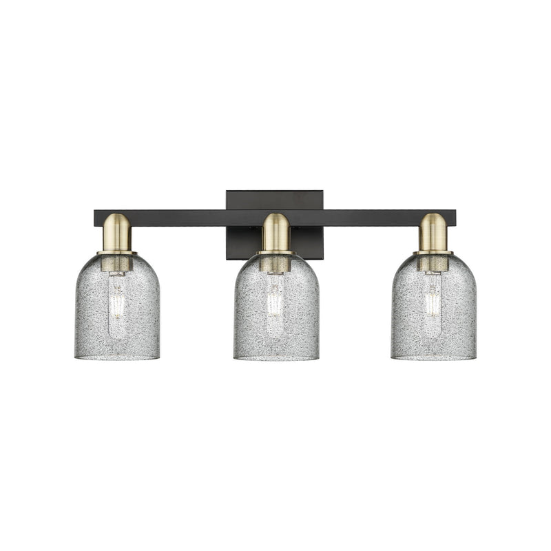 Innovations Caledonia 24in 3-Light Bath Vanity Light | Industrial Black Antique Brass and Charcoal Glass | Bathroom Vanity | 24 x | Model 716-3W-BAB-G257