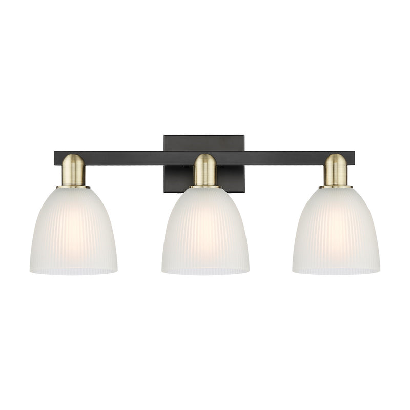 Innovations Castile 25in 3-Light Bath Vanity Light | Industrial Black Antique Brass and White Glass | Bathroom Vanity | 25 x 10.75 | Model 716-3W-BAB-G381