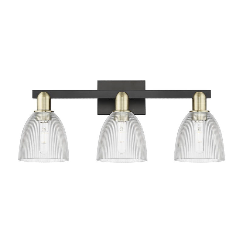 Innovations Castile 25in 3-Light Bath Vanity Light | Industrial Black Antique Brass and Clear Glass | Bathroom Vanity | 25 x 10.75 | Model 716-3W-BAB-G382