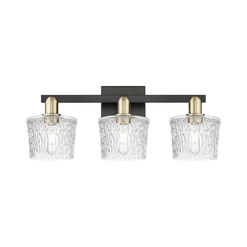Innovations Niagara 26in 3-Light Bath Vanity | Industrial Black Antique Brass and Clear Glass | Bathroom Vanity Light | 25.5 x | Model 716-3W-BAB-G402