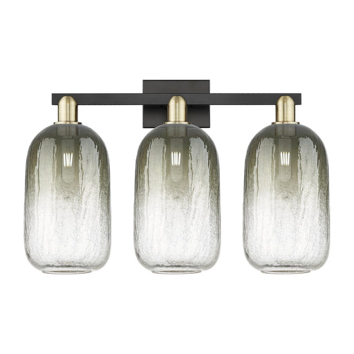 Innovations Brookhaven Cloche 26in 3-Light Bath Vanity Light | Industrial Black Antique Brass and Slate Glass | Bathroom | Model 716-3W-BAB-G482-7SL