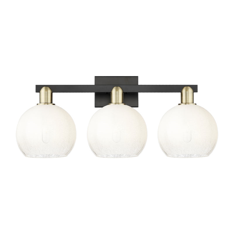 Innovations Brookhaven Globe 27in 3-Light Bath Vanity Light | Industrial Black Antique Brass and Opal Glass | Bathroom Vanity | Model 716-3W-BAB-G483-8OP