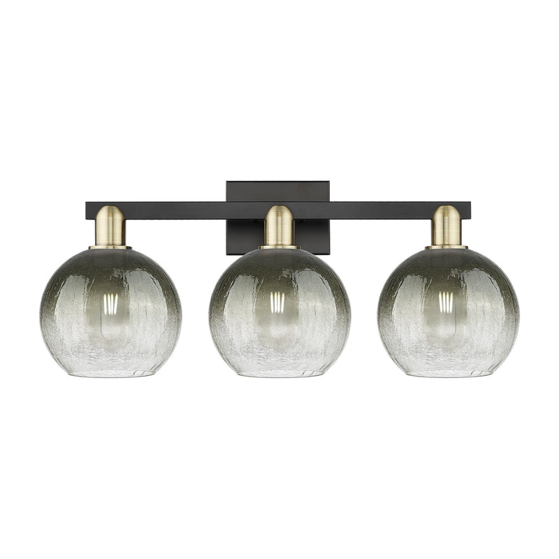 Innovations Brookhaven Globe 27in 3-Light Bath Vanity Light | Industrial Black Antique Brass and Slate Glass | Bathroom Vanity | Model 716-3W-BAB-G483-8SL
