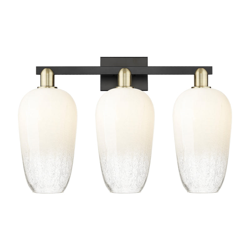 Innovations Brookhaven Flute 26in 3-Light Bath Vanity Light | Industrial Black Antique Brass and Opal Glass | Bathroom Vanity | Model 716-3W-BAB-G484-7OP