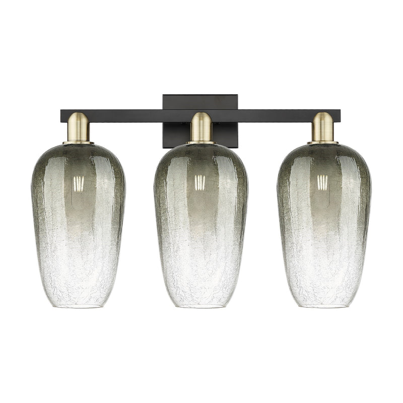 Innovations Brookhaven Flute 26in 3-Light Bath Vanity Light | Industrial Black Antique Brass and Slate Glass | Damp-Rated | Model 716-3W-BAB-G484-7SL