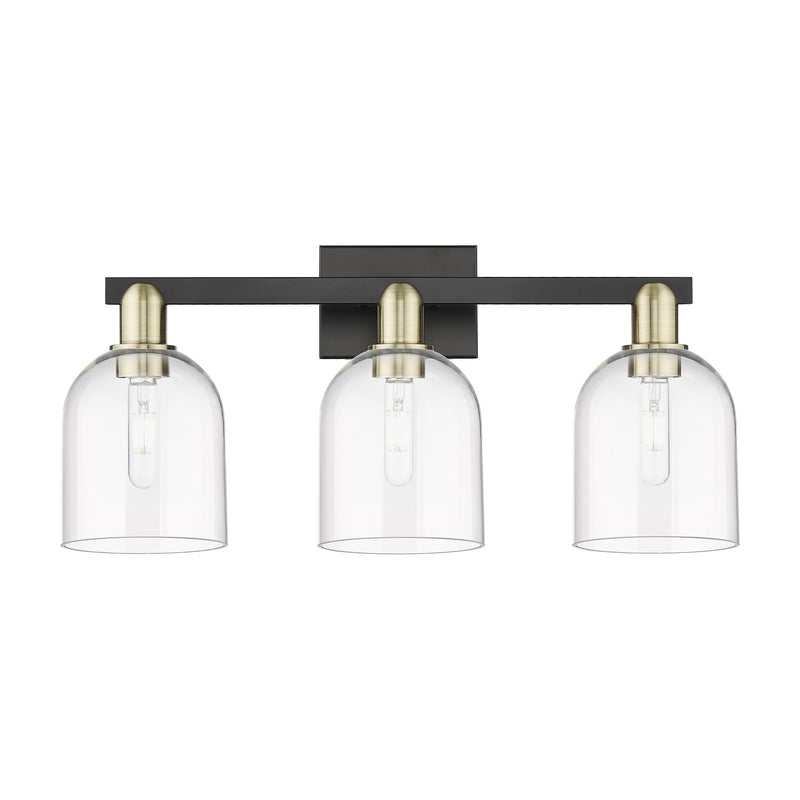 Innovations Bella 25in 3-Light Bath Vanity Light | Industrial Black Antique Brass and Clear Glass | Bathroom Vanity | 24.5 x | Model 716-3W-BAB-G558-6CL