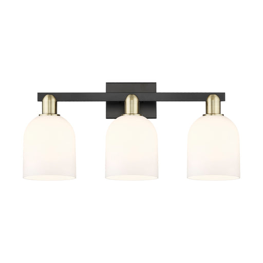 Innovations Bella 25in 3-Light Bath Vanity Light | Industrial Black Antique Brass and White Glass | Bathroom Vanity | 24.5 x | Model 716-3W-BAB-G558-6GWH