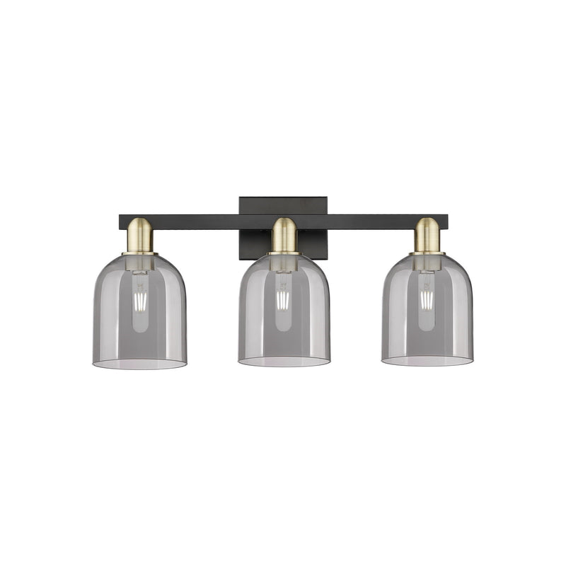 Innovations Bella 25in 3-Light Bath Vanity Light | Industrial Black Antique Brass and Light Smoke Glass | Bathroom Vanity | Model 716-3W-BAB-G558-6SM