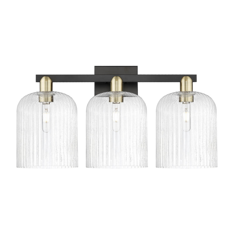 Innovations Bridal Veil 27in 3-Light Bath Vanity Light | Industrial Black Antique Brass and Seedy Glass | Bathroom Vanity | Model 716-3W-BAB-G559-8SDY