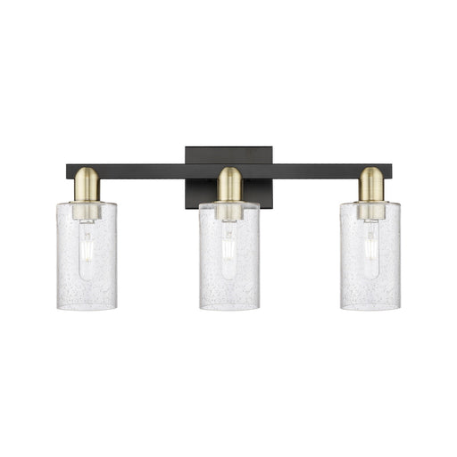 Innovations Clymer 23in 3-Light Bath Vanity | Industrial Black Antique Brass Steel and Seedy Glass | Bathroom Vanity | 22.88 x | Model 716-3W-BAB-G804