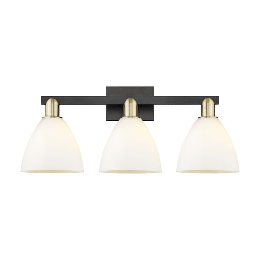 Innovations Bristol 27in 3-Light Bath Vanity Light | Industrial Black Antique Brass and Matte White Glass | Bathroom Vanity | Model 716-3W-BAB-GBD-751