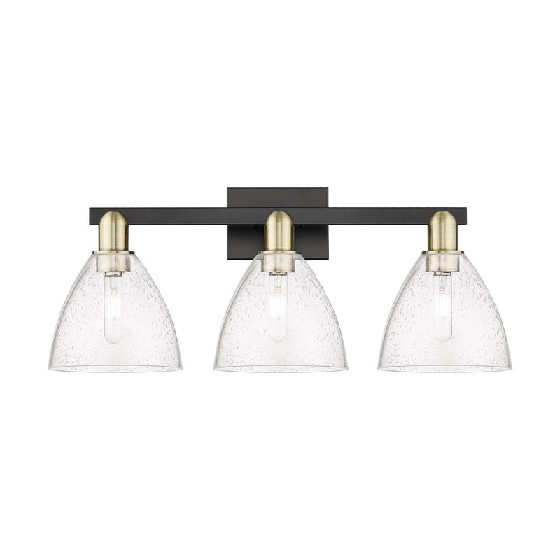 Innovations Bristol 27in 3-Light Bath Vanity Light | Industrial Black Antique Brass and Seedy Glass | Damp-Rated Bathroom | Model 716-3W-BAB-GBD-754