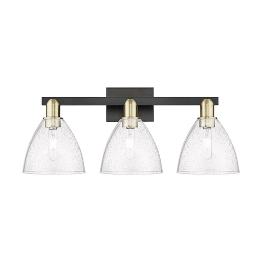 Innovations Bristol 27in 3-Light Bath Vanity Light | Industrial Black Antique Brass and Seedy Glass | Damp-Rated Bathroom | Model 716-3W-BAB-GBD-754