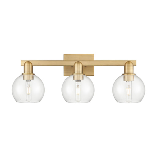 Innovations Athens 25in 3-Light Bath Vanity Light | Industrial Brushed Brass Steel and Clear Glass | Bathroom Vanity & Powder | Model 716-3W-BB-G122-6