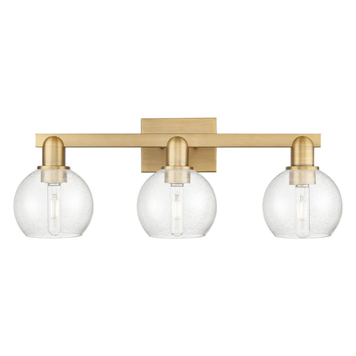 Innovations Athens 25in 3-Light Bath Vanity Light | Industrial Brushed Brass Steel and Seedy Glass | Bathroom Vanity | 24.88 x | Model 716-3W-BB-G124-6
