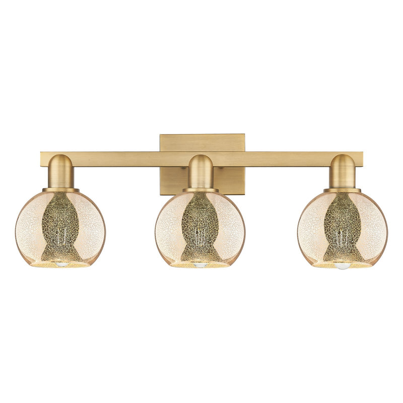 Innovations Athens 24in 3-Light Bath Vanity Light | Industrial Brushed Brass Steel and Mercury Glass | Bathroom Vanity | 23.88 x | Model 716-3W-BB-G128-6