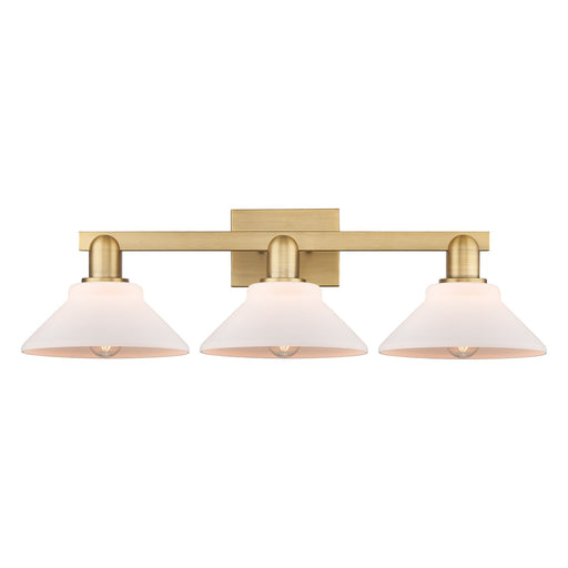 Innovations Orwell 27in 3-Light Bath Vanity Light | Industrial Brushed Brass and Matte White Glass | Bathroom Vanity | 27.38 x 8.75 | Model 716-3W-BB-G131