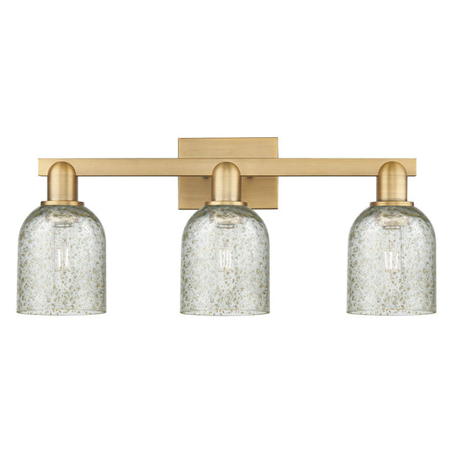 Innovations Caledonia 24in 3-Light Bath Vanity Light | Industrial Brushed Brass and Mica Glass | Bathroom Vanity | 24 x 10.75 x 7 in | Model 716-3W-BB-G259