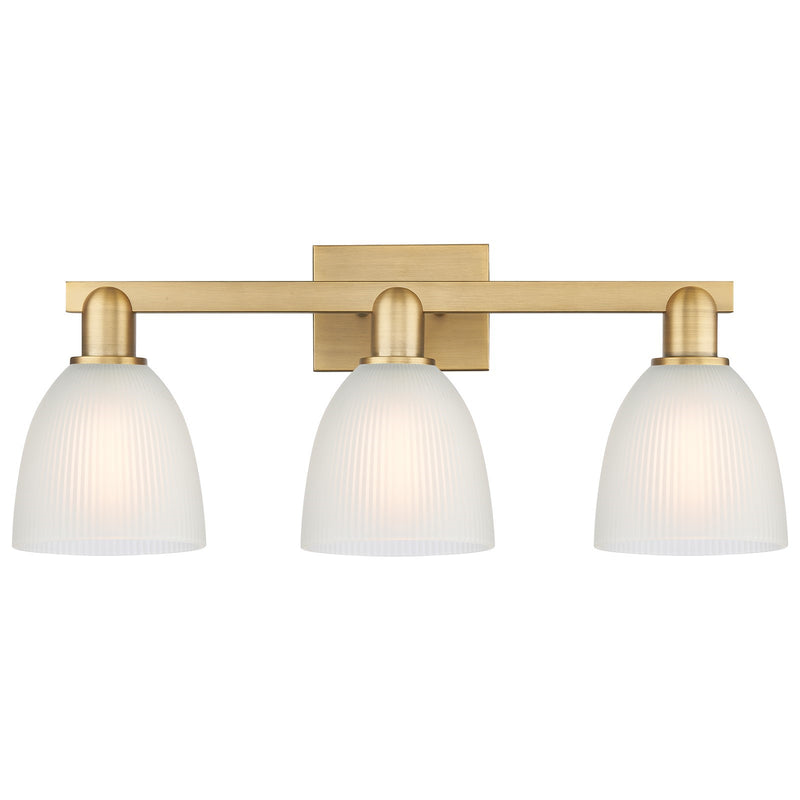 Innovations Castile 25in 3-Light Bath Vanity Light | Industrial Brushed Brass and White Glass | Bathroom Vanity | 25 x 10.75 x 7.5 | Model 716-3W-BB-G381