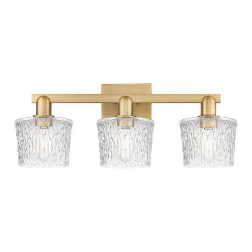 Innovations Niagara 26in 3-Light Bath Vanity Light | Industrial Brushed Brass Steel and Clear Glass | Bathroom Vanity | 25.5 x | Model 716-3W-BB-G402