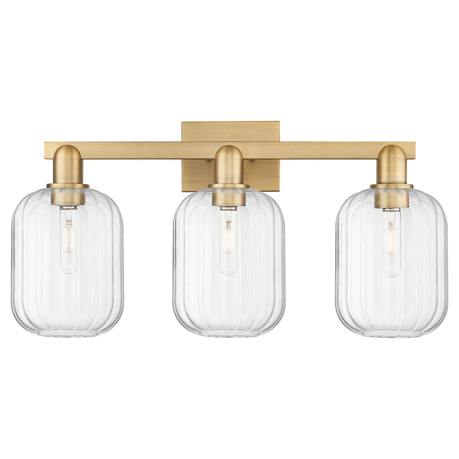 Innovations Preston 3Lt 26" Jar Bath, Brushed Brass/Clear - 716-3W-BB-G460-7CL