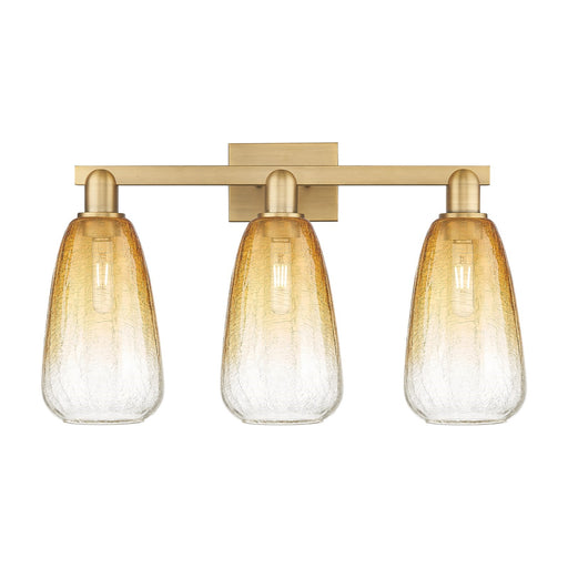 Innovations Brookhaven Almond 25in 3-Light Bath Vanity Light | Industrial Brushed Brass and Amber Glass | Bathroom Vanity | 25 | Model 716-3W-BB-G480-6AM