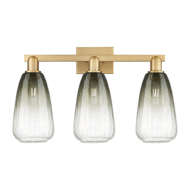 Innovations Brookhaven Almond 25in 3-Light Bath Vanity Light | Industrial Brushed Brass and Slate Glass | Bathroom Vanity | 25 | Model 716-3W-BB-G480-6SL
