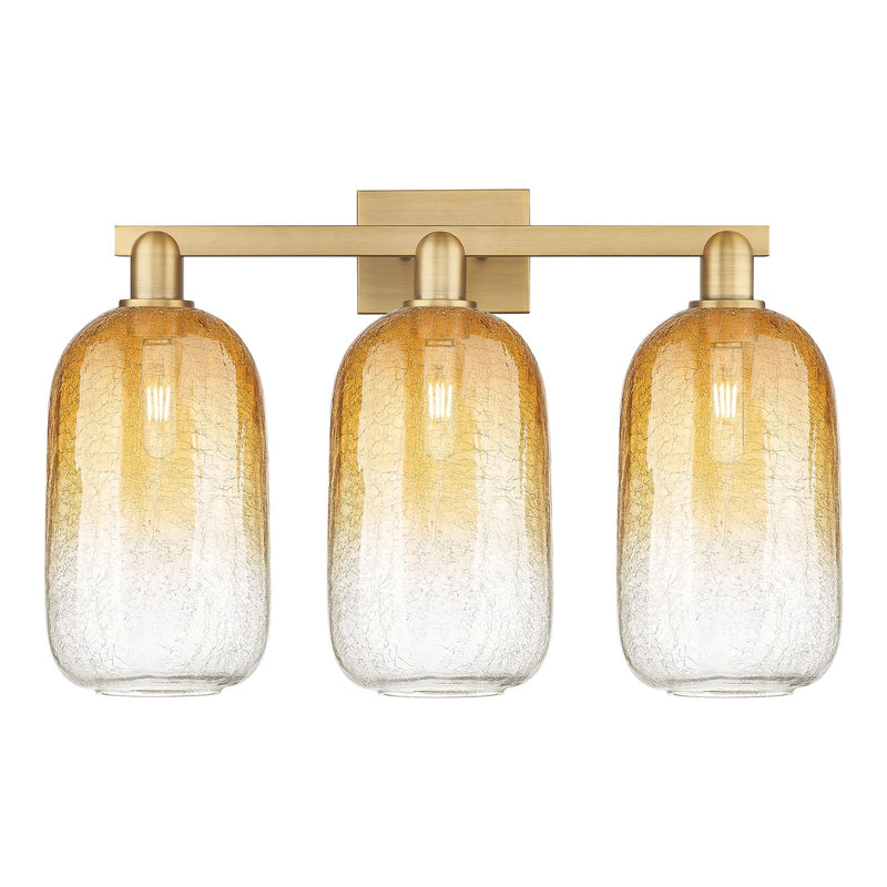 Innovations Brookhaven Cloche 26in 3-Light Bath Vanity | Brushed Brass Steel and Amber Glass | Bathroom Vanity Light | 26 x | Model 716-3W-BB-G482-7AM