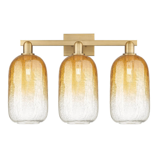 Innovations Brookhaven Cloche 26in 3-Light Bath Vanity | Brushed Brass Steel and Amber Glass | Bathroom Vanity Light | 26 x | Model 716-3W-BB-G482-7AM
